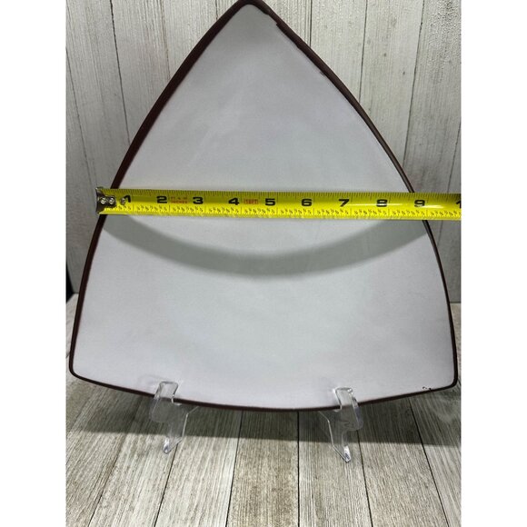 Vintage Italian Triangular Salad Plates White Brown MCM - Set Of 2 - Picture 7 of 7